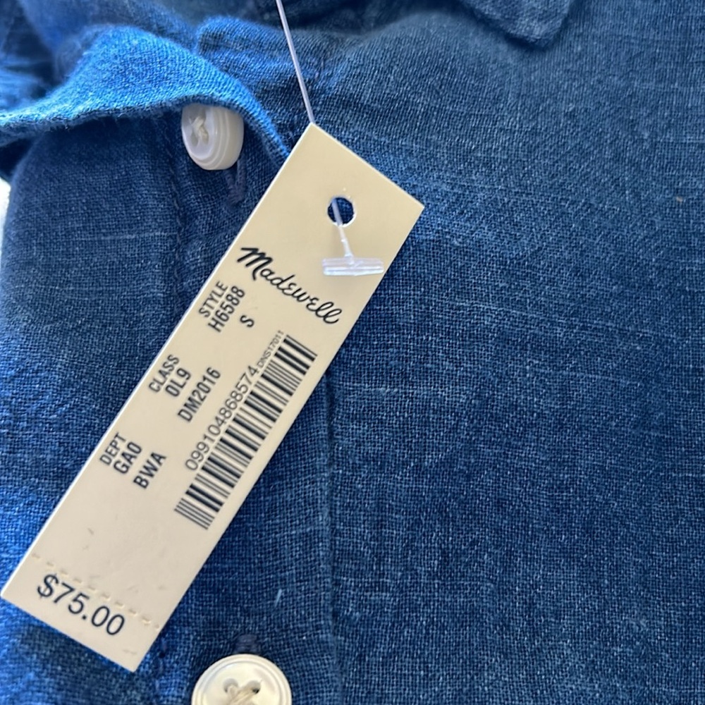 Madewell blue button up top size small - Picture 5 of 5